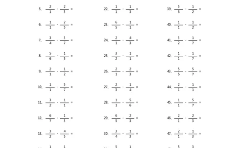 分数减法第1~20篇（初级）_编码0121-6年级数学口算计算_口算题（适合5年级）_分数-减法（200篇）_（分数）减法初级（100篇）