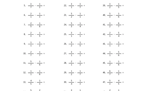 分数减法第1~20篇（初级）_编码0121-6年级数学口算计算_口算题（适合5年级）_分数-减法（200篇）_（分数）减法初级（100篇）