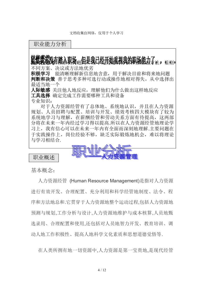 人力资源经管专业职业生涯规划文件_E6-职业规划_42人力资源专业