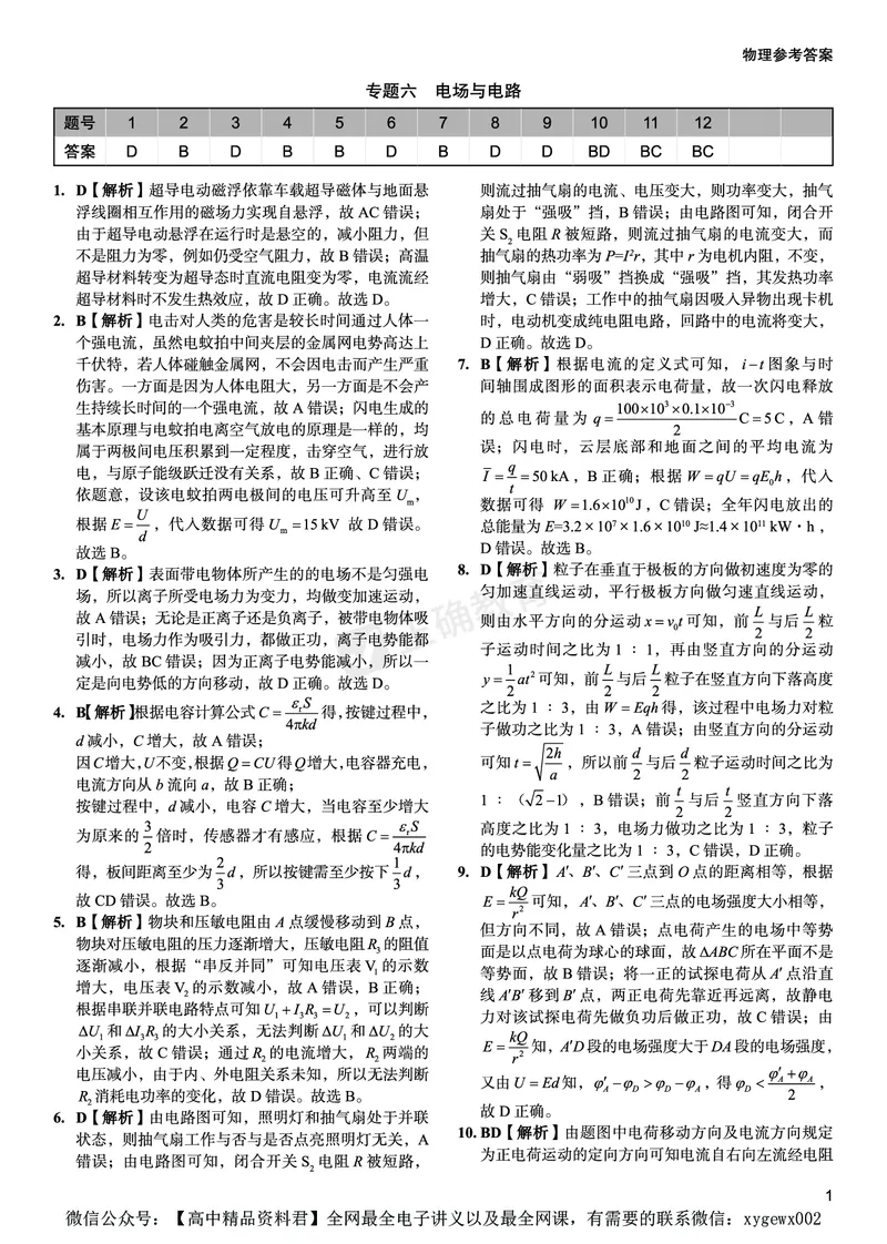 新高考《正确小卷》2024总复习物理质检卷答案2_2024高考押题卷_72024正确教育全系列_2024年正确小卷全系列_（新高考）2024《正确小卷&middot;复习质检卷》（九科全）各两套