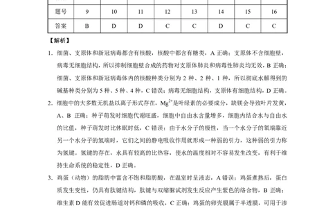 贵阳第一中学2024届高考适应性月考卷（一）生物-答案_2023年9月_01每日更新_22号_2024届贵州省贵阳市第一中学高考适应性月考（一）