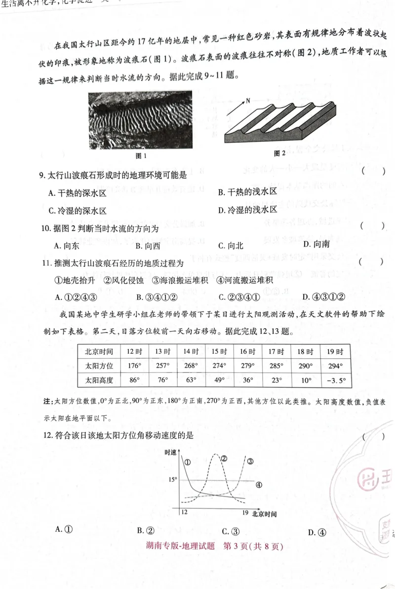 王后雄高考押题预测卷2024湖南专版-地理_2024高考押题卷_22024王hou雄_16王后雄押题_2024年王后雄高考押题预测卷（湖南专版）