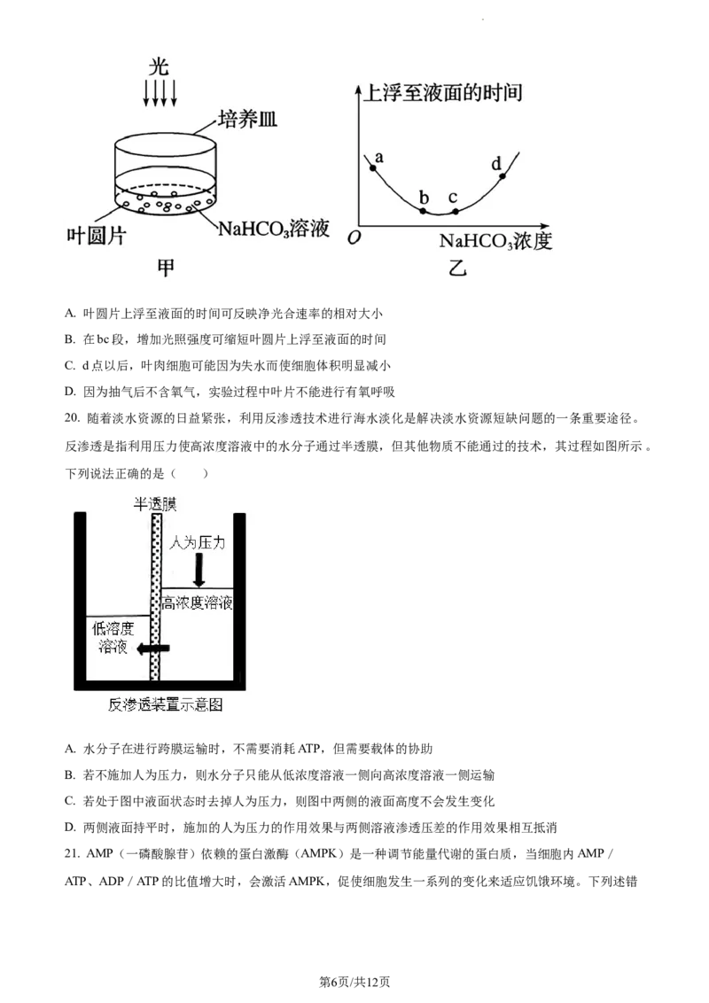 精品解析：福建省三明市一中2023-2024学年高三10月月考生物试题（原卷版）(1)_2023年10月_0210月合集_2024届福建省三明市一中高三10月月考_福建省三明市一中2024届高三10月月考生物
