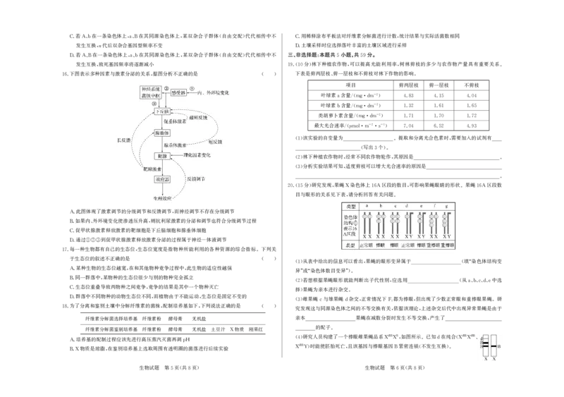 高三生物试题(1)_2023年8月_028月合集_2023届河北省邯郸市高三上学期摸底考试