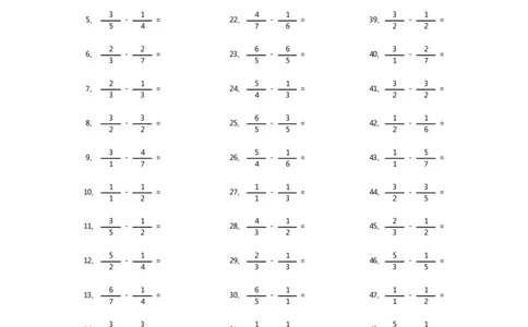 分数减法第81-100篇（初级）_编码0121-6年级数学口算计算_口算题（适合5年级）_分数-减法（200篇）_（分数）减法初级（100篇）