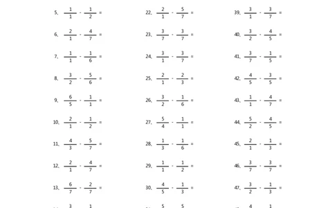 分数减法第81-100篇（初级）_编码0121-6年级数学口算计算_口算题（适合5年级）_分数-减法（200篇）_（分数）减法初级（100篇）