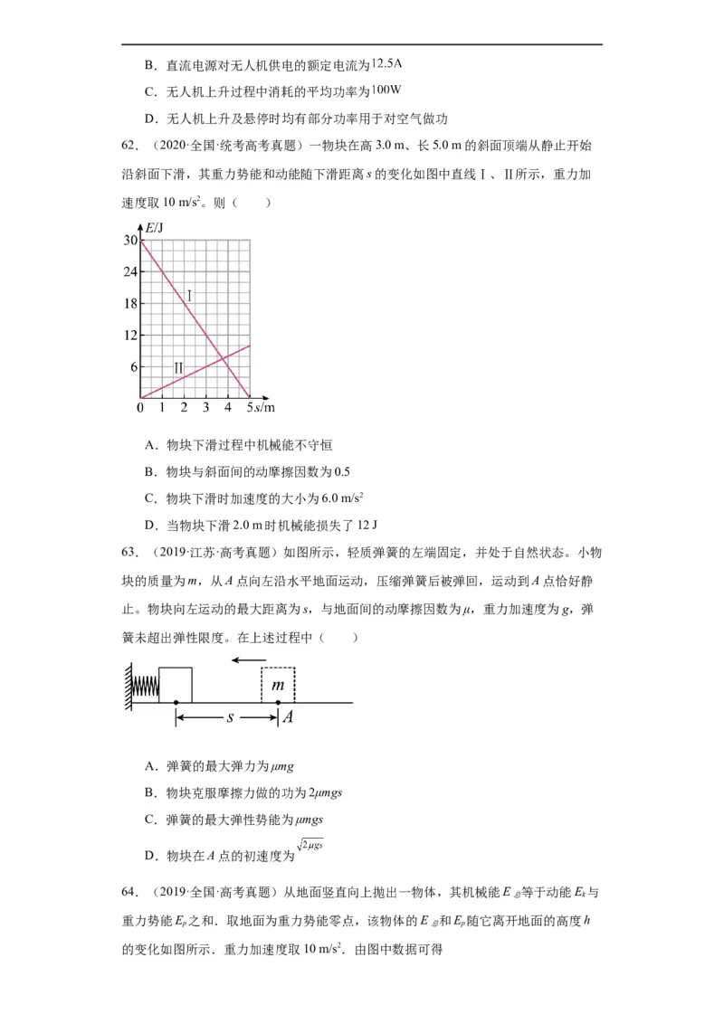 专题06功和能(原卷版)_赠送：2008-2024全套高考真题_高考物理真题_送高考物理五年真题(2019-2023)分项汇编（全国通用）
