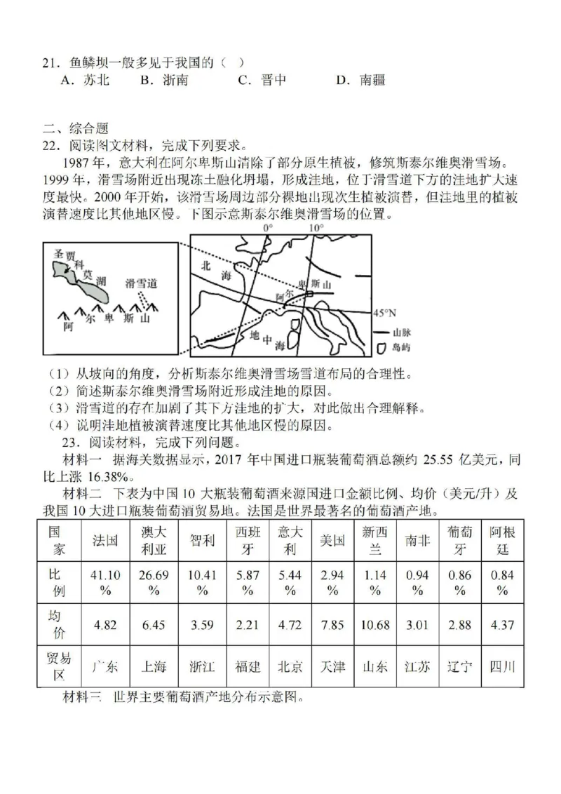 江苏省徐州2024届部分学校高三上学期期初试卷地理(1)_2023年9月_029月合集_2024届江苏省徐州部分学校高三上学期期初试卷