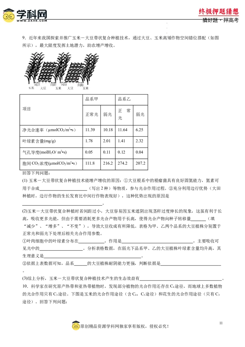 生物-2024年高考终极押题猜想（原卷版）_2024高考押题卷_62024学科网全系列_212024年高考终极押题猜想_生物-2024年高考终极押题猜想
