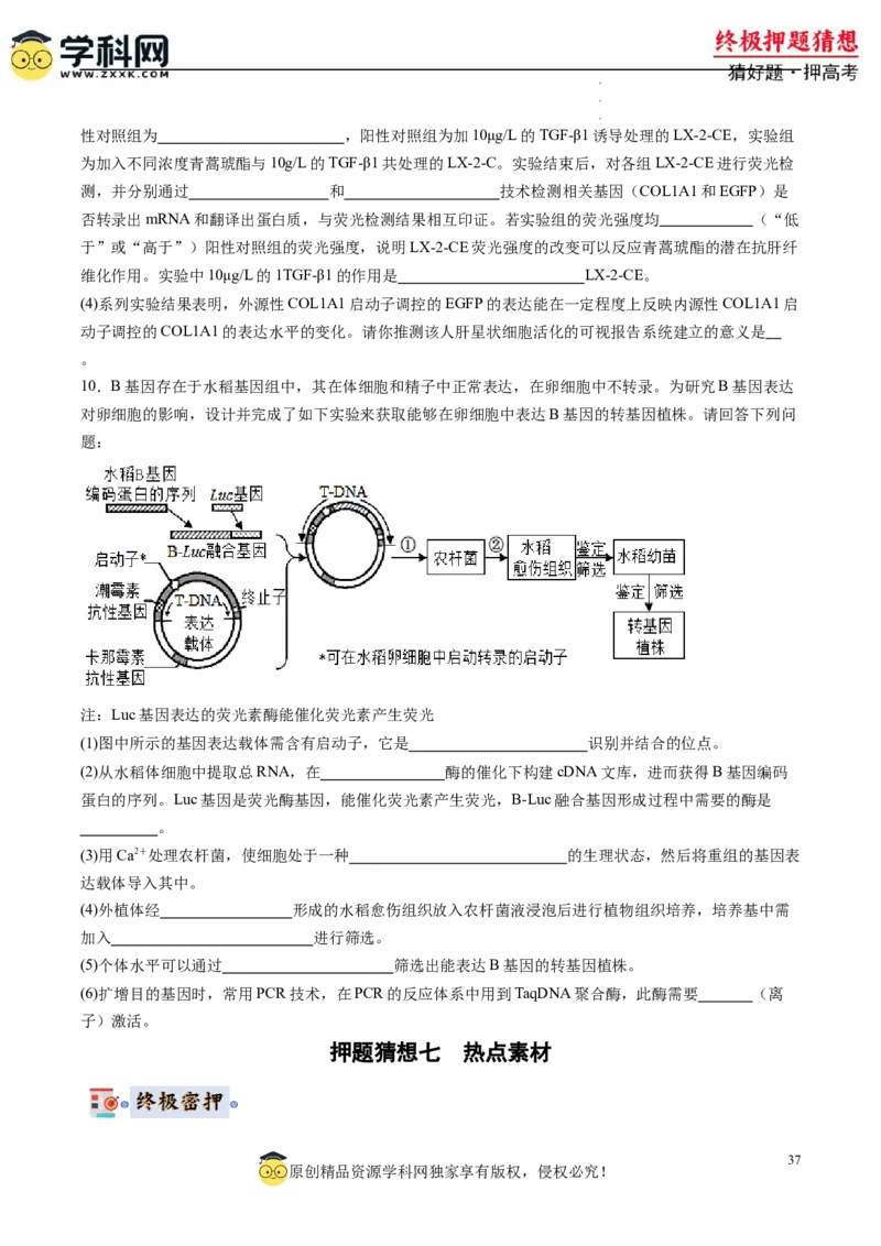 生物-2024年高考终极押题猜想（原卷版）_2024高考押题卷_62024学科网全系列_212024年高考终极押题猜想_生物-2024年高考终极押题猜想