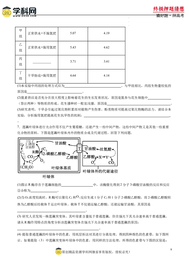 生物-2024年高考终极押题猜想（原卷版）_2024高考押题卷_62024学科网全系列_212024年高考终极押题猜想_生物-2024年高考终极押题猜想