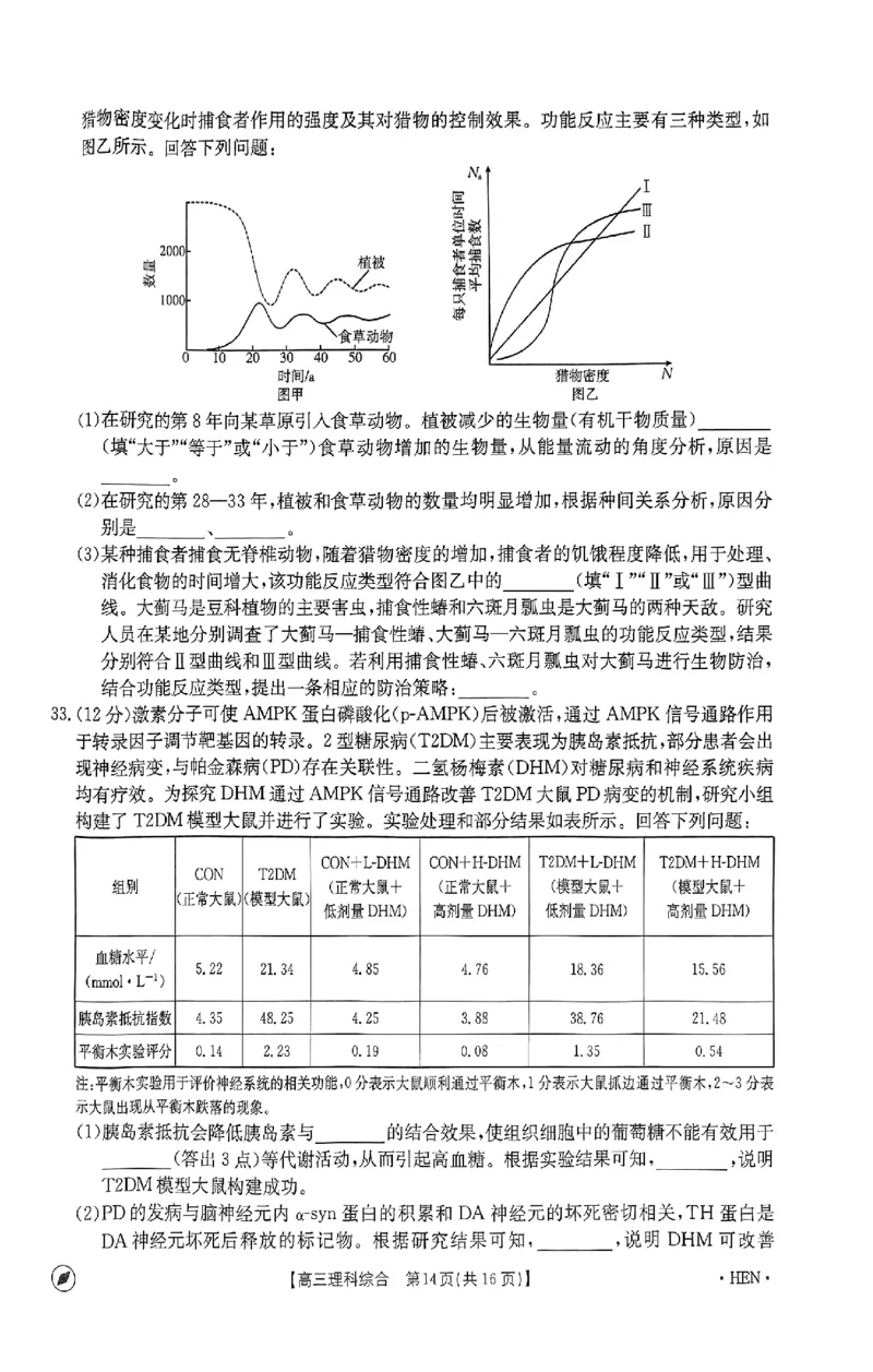 2023-2024年度河南省高三一轮复习阶段性检测理综试题_2024年4月_01按日期_10号_2024届金太阳（指南针）河南名校联盟高三4月联考