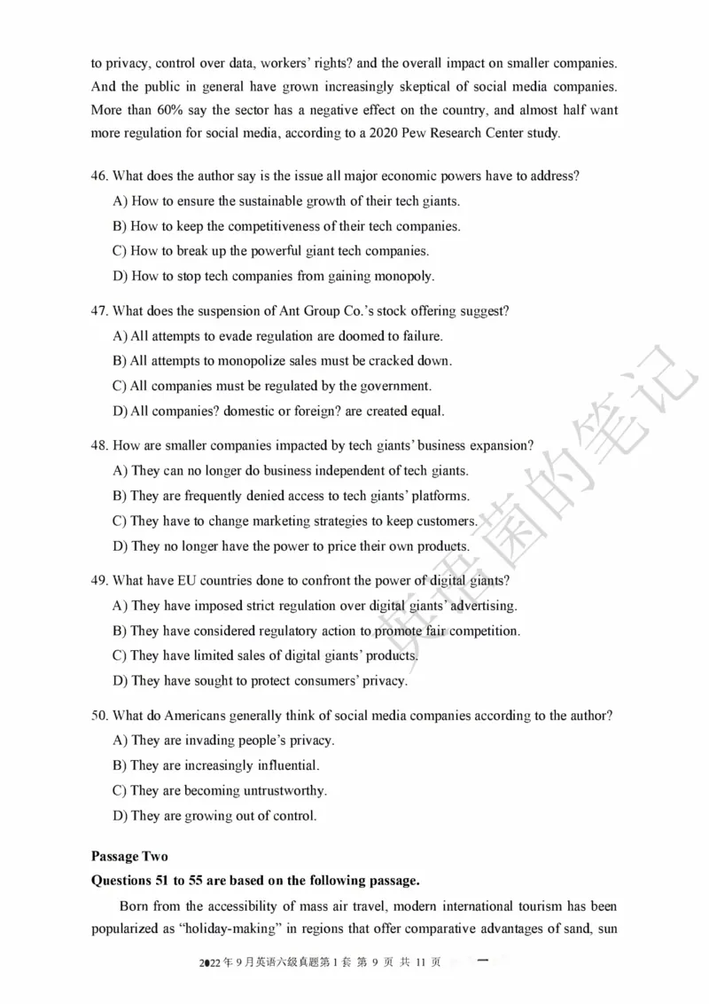2022年09月六级真题全3套可复制可划线查词_历年英语四六级真题+解析合集2015-2023.6_2022年09月CET6真题+解析+听力音频全3套