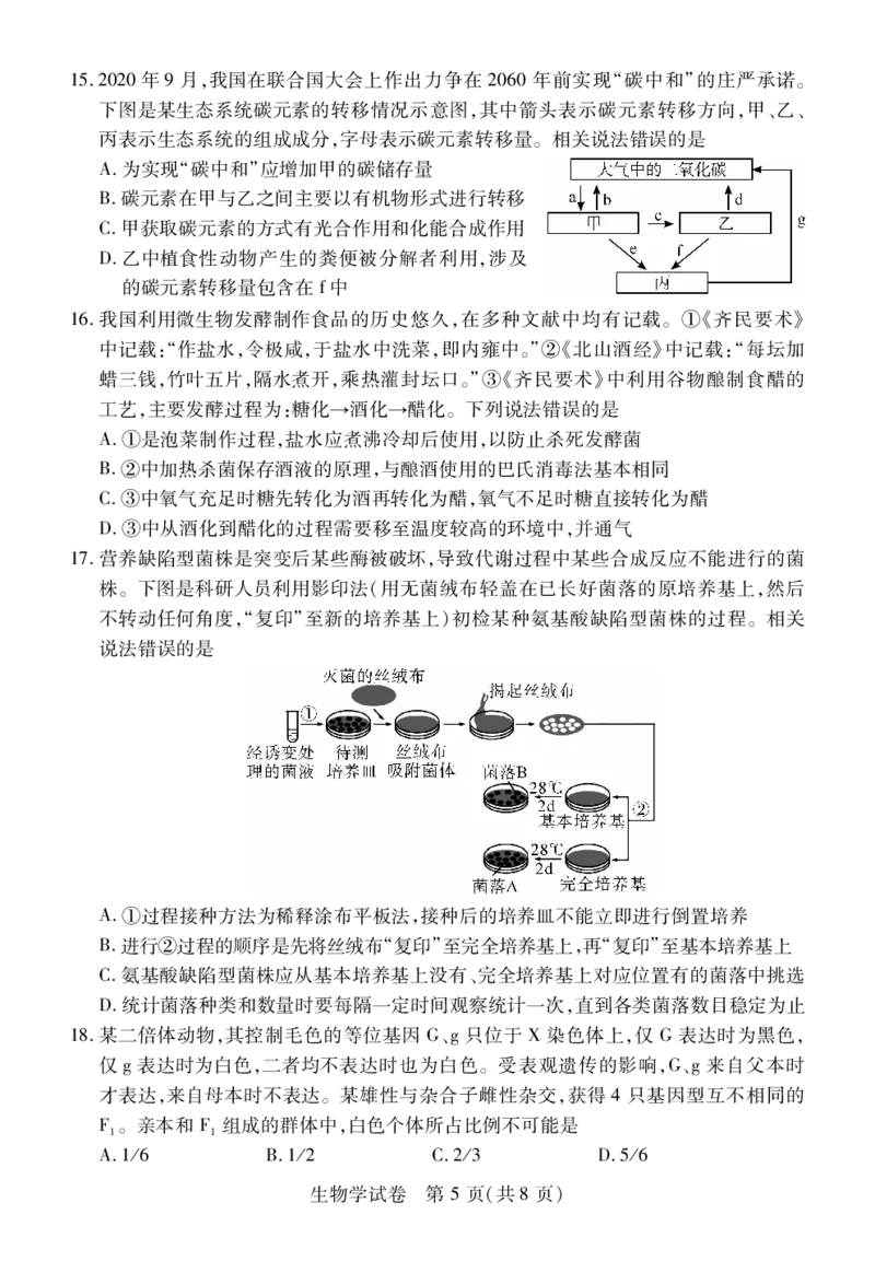 生物_2023年9月_01每日更新_8号_2024届湖北省宜荆荆恩高三9月起点考试_湖北省宜荆荆恩2023-2024学年高三上学期9月起点考试生物试题