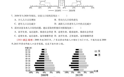 专题08人口-五年（2019-2023）高考地理真题分项汇编（原卷版）_赠送：2008-2024全套高考真题_高考地理真题_送高考地理五年真题(2019-2023)分项汇编（全国通用）