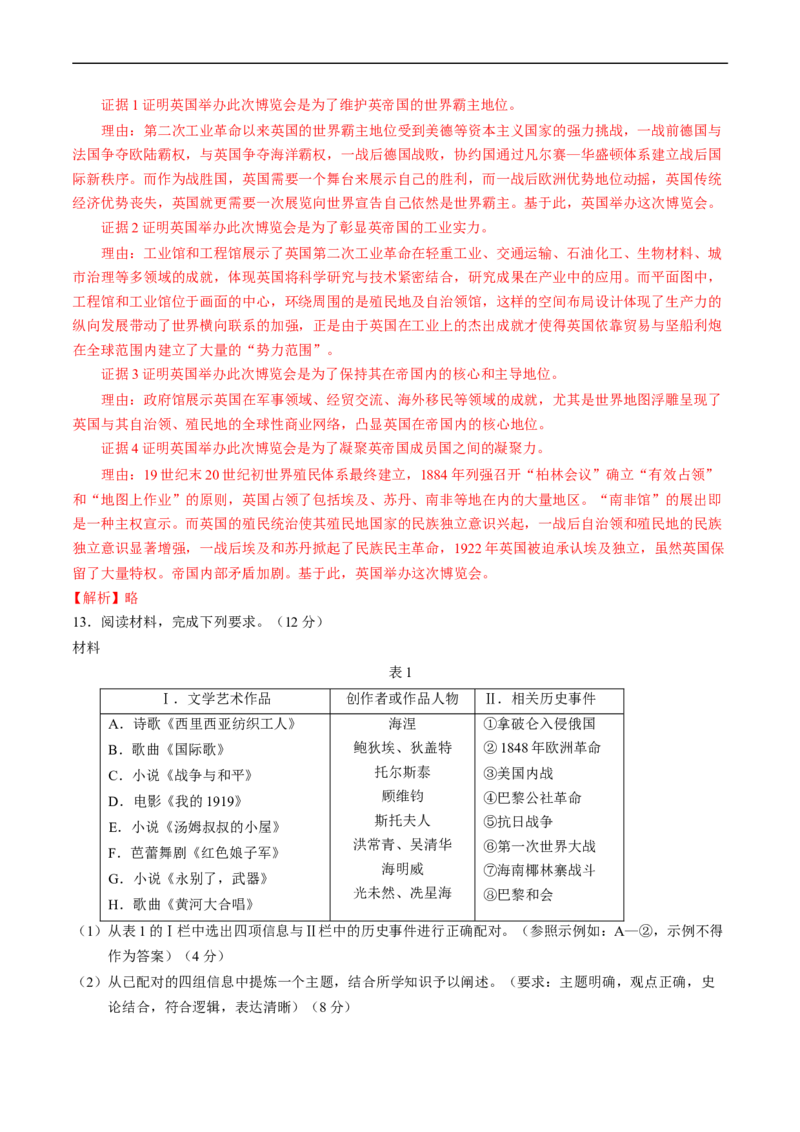 专题10工业革命与马克思主义的诞生（解析版）_赠送：2008-2024全套高考真题_高考历史真题_送高考历史五年真题(2019-2023)分项汇编（全国通用）