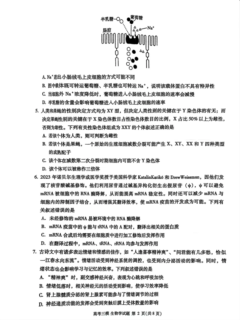 2024届江西省九江市高三下学期第三次模拟考试生物试题_2024年5月_01按日期_21号_2024届江西省九江市高三下学期第三次模拟考试_2024届江西省九江市高三下学期第三次模拟考试生物试题
