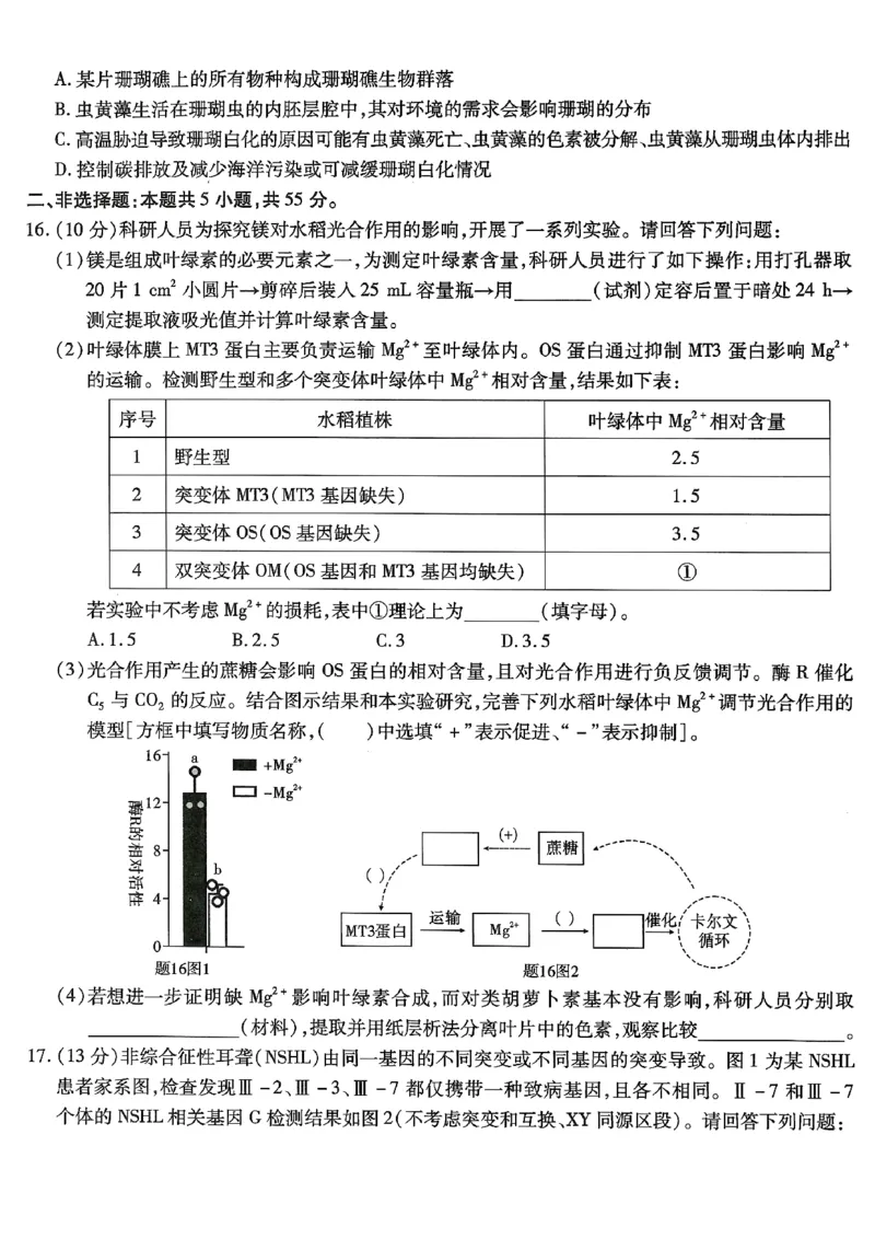 生物试卷_2024年6月(1)_01按日期_01号_2024届重庆市南开中学高三第九次质量检测_重庆市南开中学高2024届高三年级第九次质量检测生物