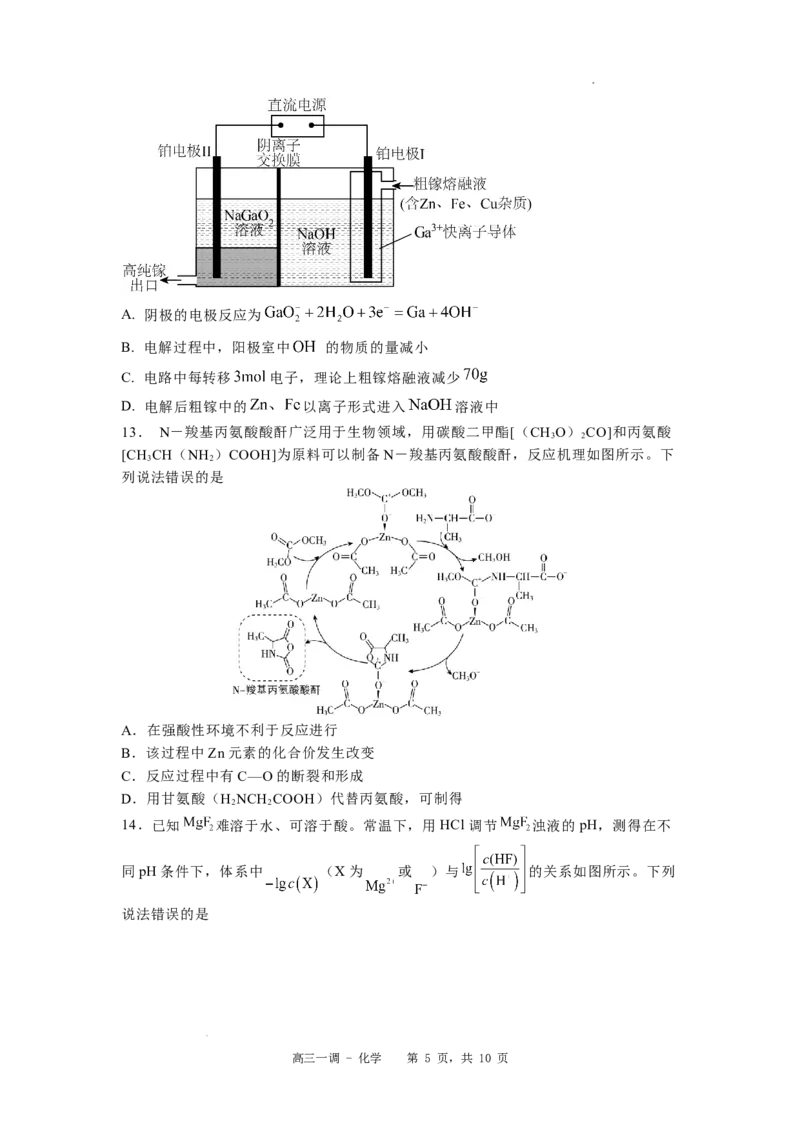 河北省石家庄实验中学2025届高三年级第一次调研考试化学_2025年3月_250313河北省石家庄实验中学2025届高三年级第一次调研考试（全科）