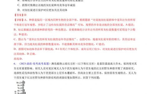专题18种群和群落-五年（2019-2023）高考生物真题分项汇编（全国通用）（解析版）_赠送：2008-2024全套高考真题_高考生物真题_送高考生物五年真题(2019-2023)分项汇编（全国通用）