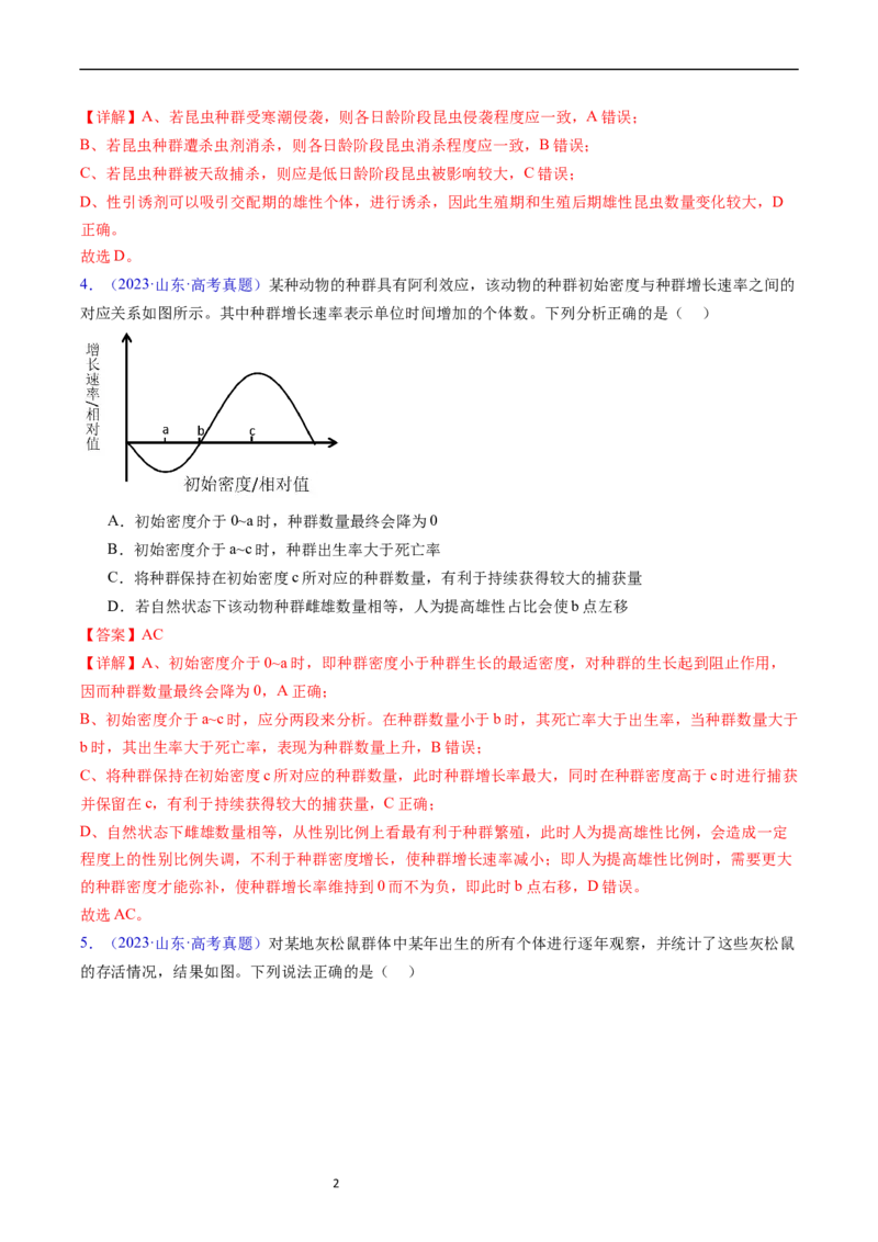 专题18种群和群落-五年（2019-2023）高考生物真题分项汇编（全国通用）（解析版）_赠送：2008-2024全套高考真题_高考生物真题_送高考生物五年真题(2019-2023)分项汇编（全国通用）