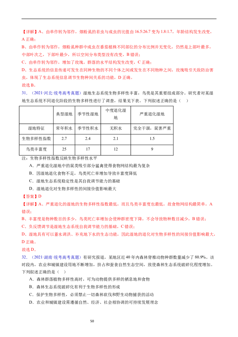 专题18种群和群落-五年（2019-2023）高考生物真题分项汇编（全国通用）（解析版）_赠送：2008-2024全套高考真题_高考生物真题_送高考生物五年真题(2019-2023)分项汇编（全国通用）