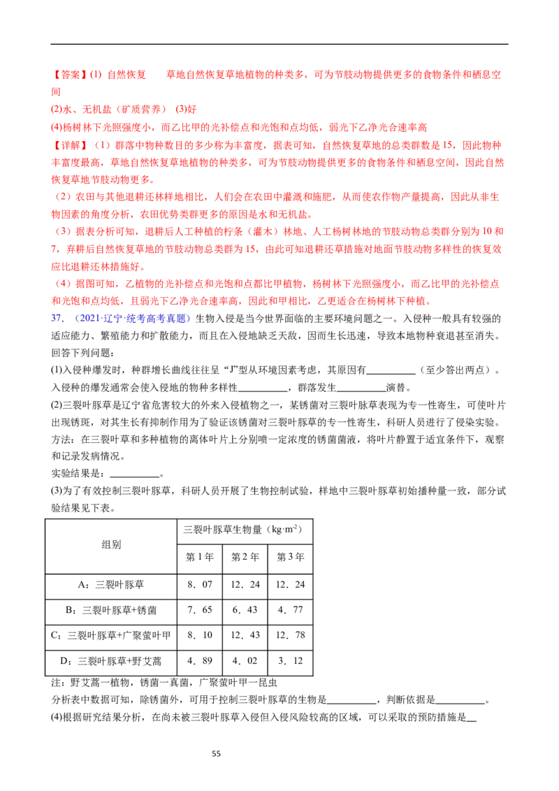 专题18种群和群落-五年（2019-2023）高考生物真题分项汇编（全国通用）（解析版）_赠送：2008-2024全套高考真题_高考生物真题_送高考生物五年真题(2019-2023)分项汇编（全国通用）