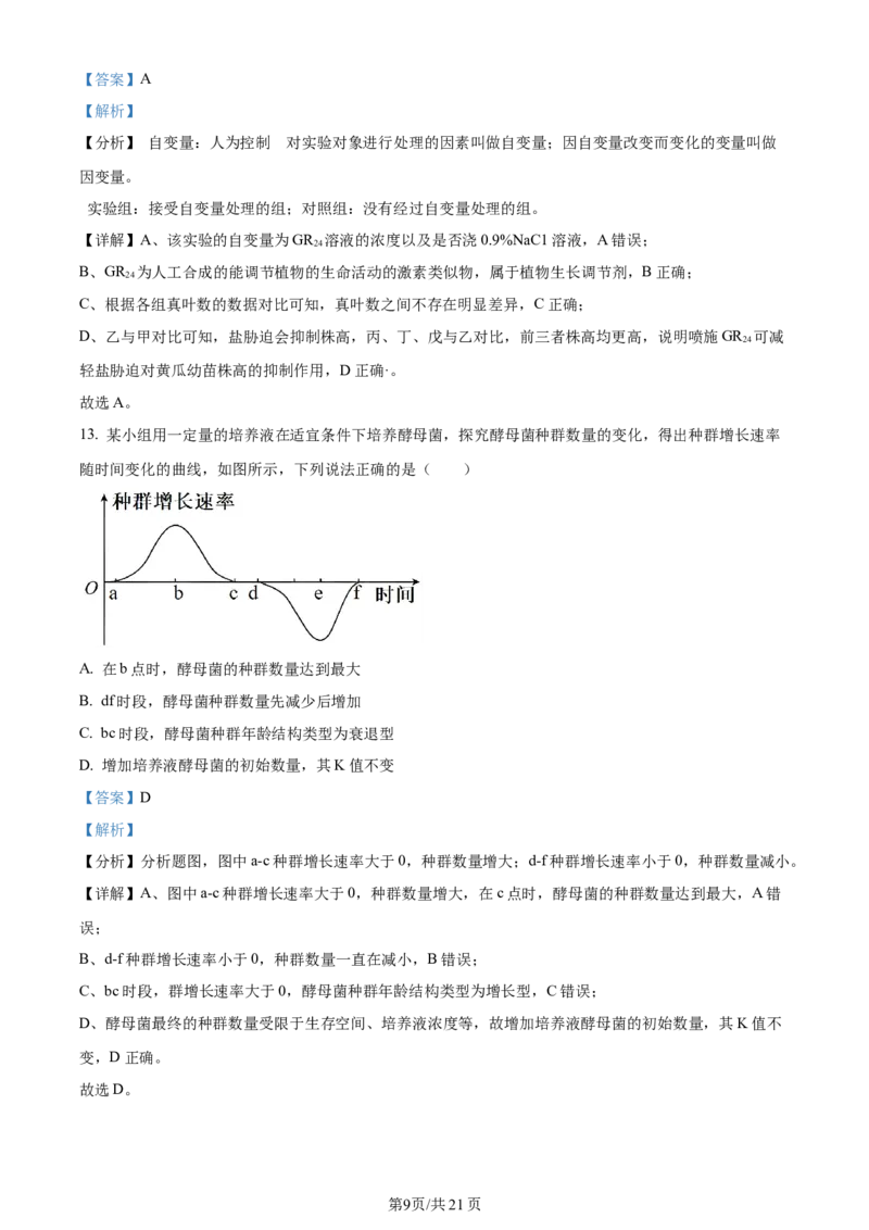 精品解析：贵州省遵义市2023-2024学年高三上学期第一次市质量监测生物试题（解析版）(1)_2023年10月_0210月合集_2024届贵州省遵义市高三上学期第一次市质量监测