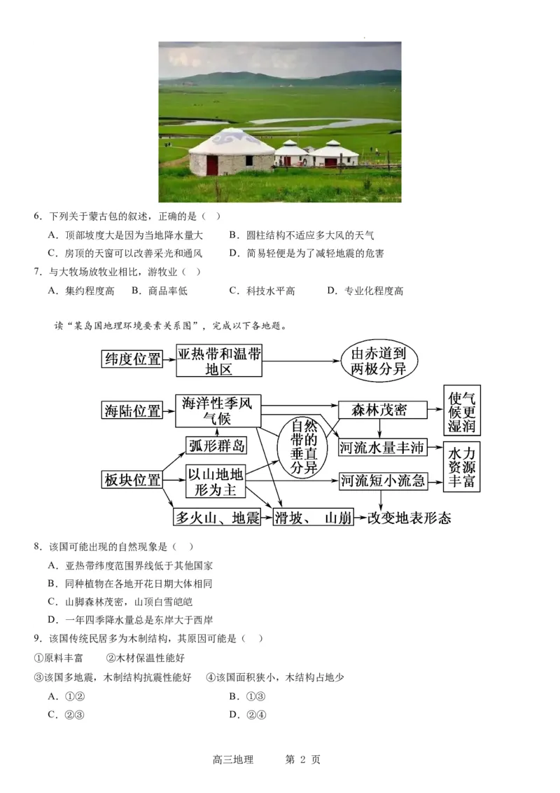 辽宁省实验中学2023-2024学年度高考适应性测试（一）地理试题(1)_2023年10月_0210月合集_2024届辽宁省实验中学高三上学期高考适应性测试（一）