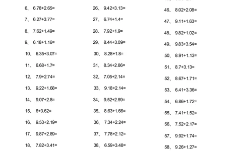 2位小数+2位小数第21-40篇_编码0121-6年级数学口算计算_口算题（适合4年级）_小数-加法（160篇）_（小数）2位小数+2位小数（60篇）