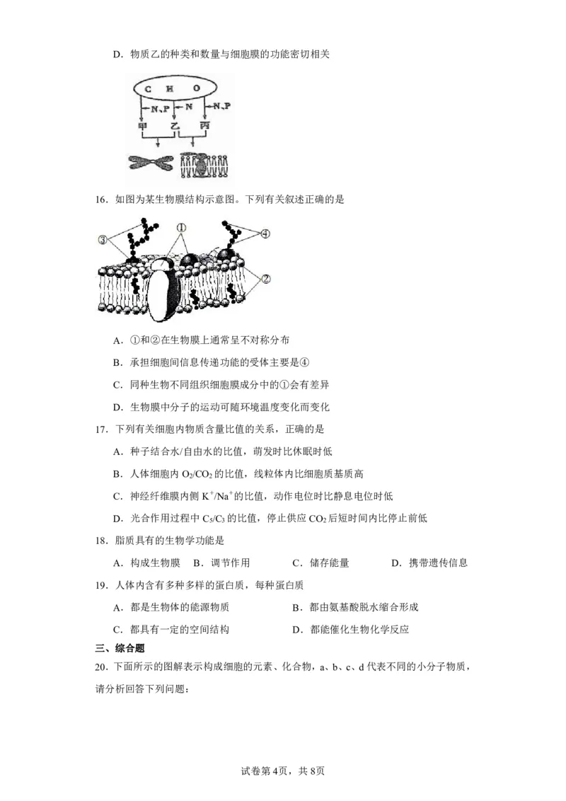 阶段测试一_2023年8月_01每日更新_15号_2024届江苏省连云港市灌南县第二中学高三上学期8月阶段性测试一_江苏省灌南县第二中学2023-2024学年高三上学期阶段性检测一生物试卷