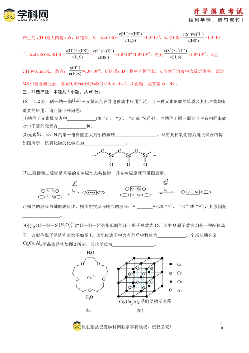 化学-2024届新高三开学摸底考试卷（山东专用）（解析版）_2024届新高三开学摸底考试卷_化学-2024届新高三开学摸底考试卷_化学-2024届新高三开学摸底考试卷（山东专用）_39569473