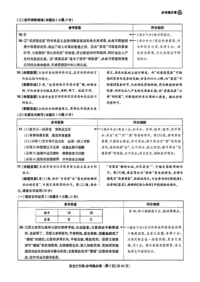 王后雄（语数外）答案(1)_2024高考押题卷_22024王hou雄_黑龙江专版（完整）_黑龙江-理科-王后雄(完)