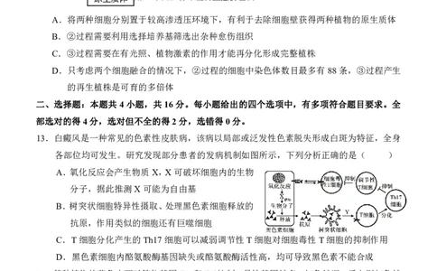 2024届江西师范大学附属中学高三下学期第三次模拟考试生物试卷_2024年5月_01按日期_21号_2024届江西师大附中高三下学期第三次模拟考试