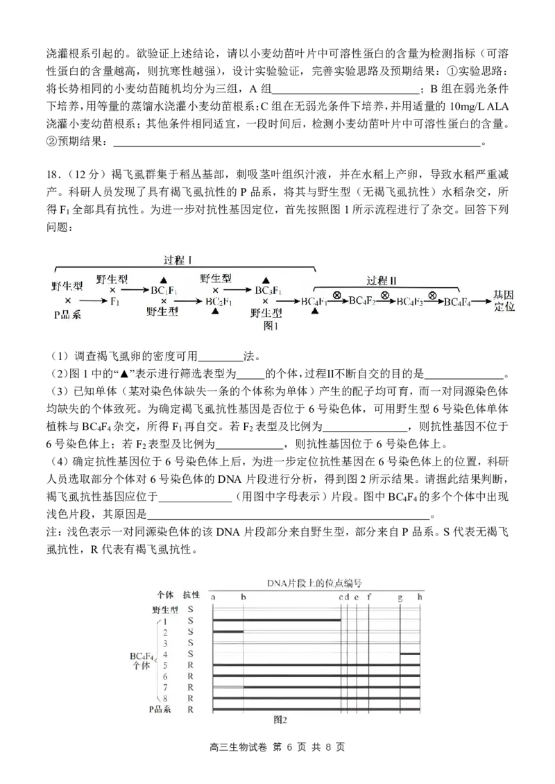 2024届江西师范大学附属中学高三下学期第三次模拟考试生物试卷_2024年5月_01按日期_21号_2024届江西师大附中高三下学期第三次模拟考试