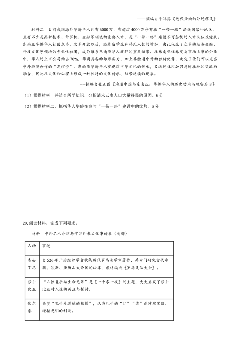 云南省玉溪师范学院附属中学2024-2025学年高三上学期开学检测历史试卷_8月_240821云南省玉溪市玉溪师范学院附属中学2025届高三上学期开学检测