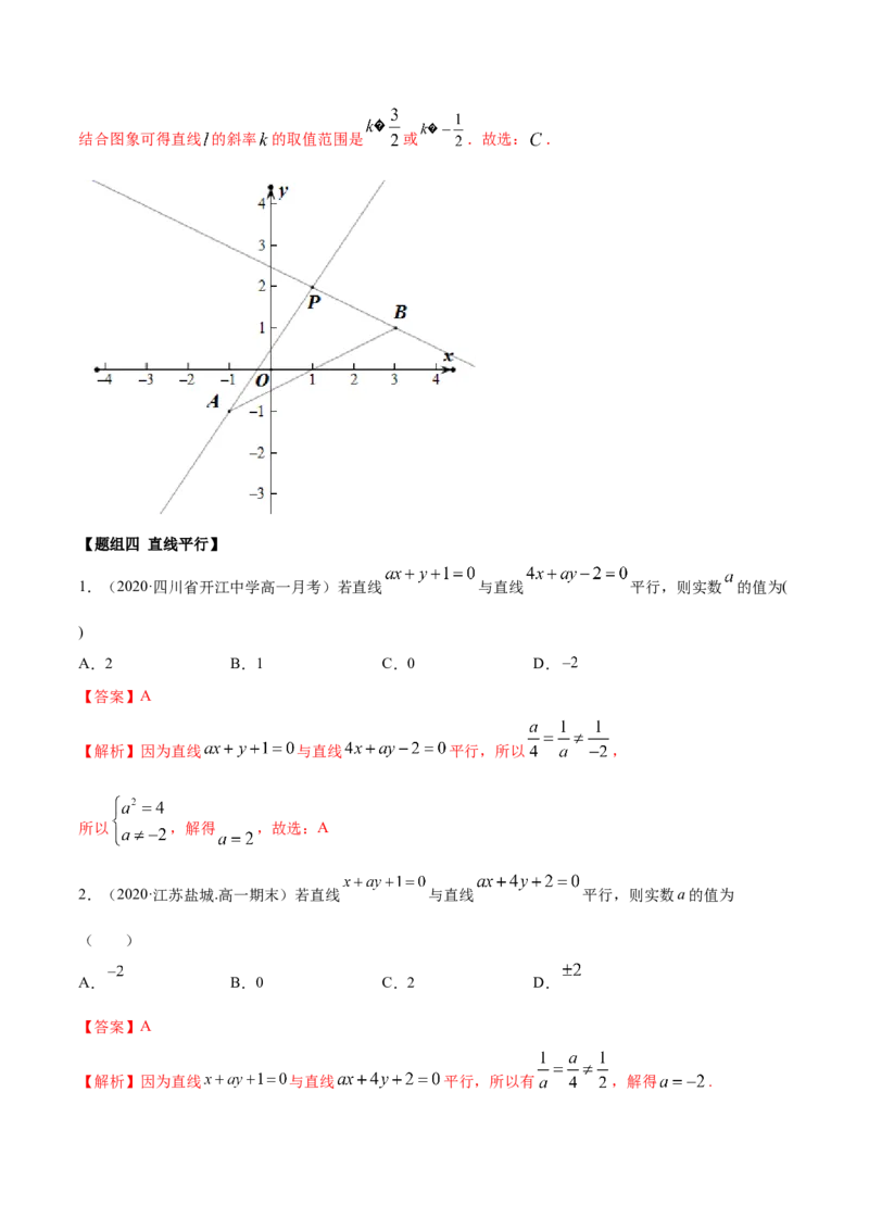 2.1直线的斜率与倾斜角（精练）（解析版）_E015高中全科试卷_数学试题_选修1_02.同步练习_3.同步练习_2.1直线的斜率与倾斜角（精练）