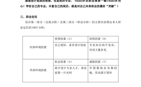 服装设计与工程专业大学生职业生涯规划范文_E6-职业规划_63服装设计专业