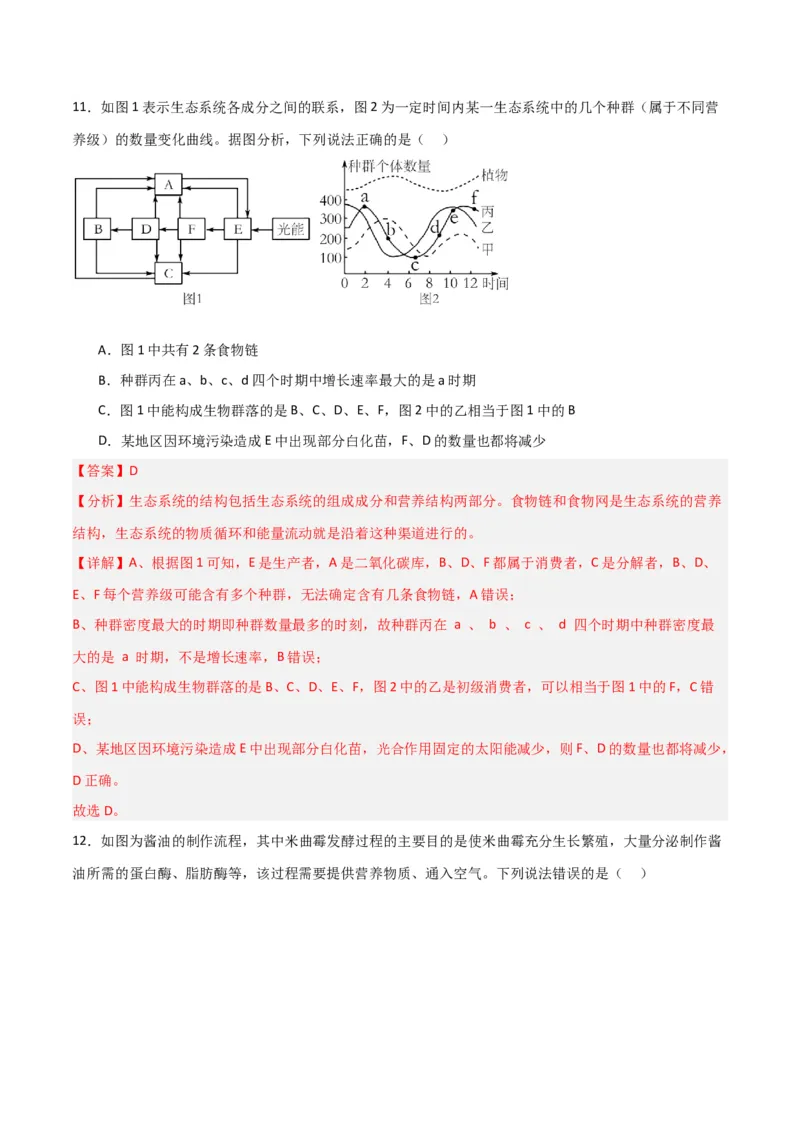 黄金卷03（解析版）-赢在高考&middot;黄金8卷备战2024年高考生物模拟卷（江西专用）_2024高考押题卷_92024赢在高考全系列_（通用版）2024《赢在高考&middot;黄金预测卷》（九科全）各八套