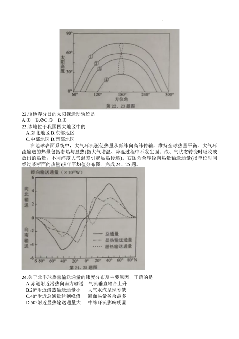 2024届浙江省温州市普通高中高三第二次适应性考试-地理试题+(1)_2024年3月_013月合集_2024届浙江省温州市高三第二次适应性考试
