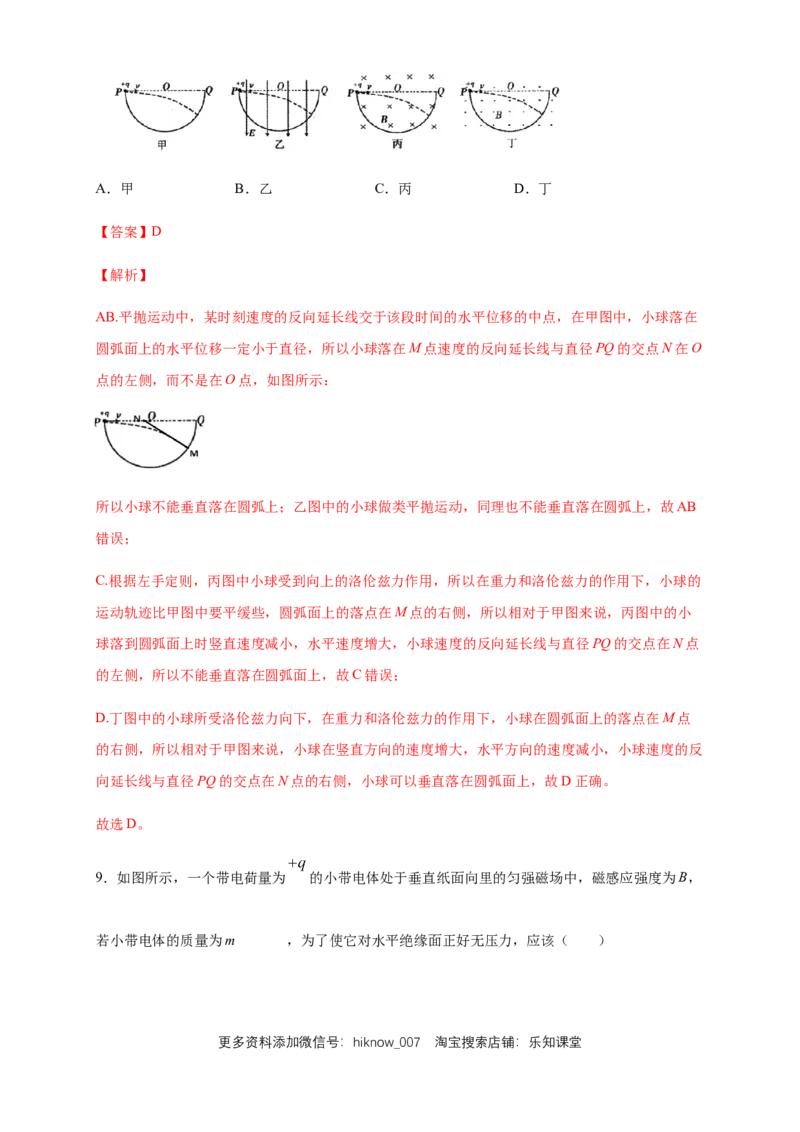 1.2磁场对运动电荷的作用力（同步练习）（解析版）_E015高中全科试卷_物理试题_选修2_2.同步练习_同步练习（第二套）