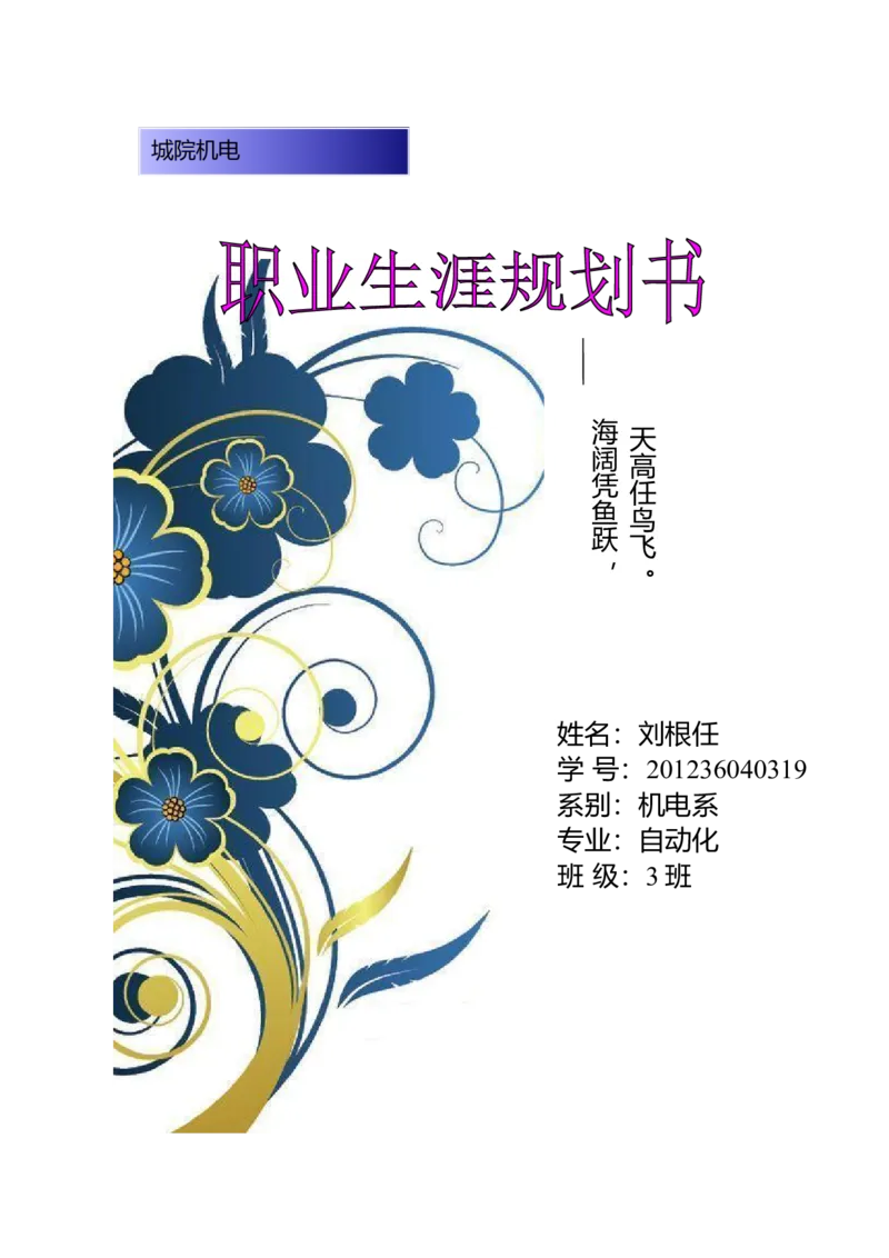 机电系职业生涯规划书_E6-职业规划_41机电专业