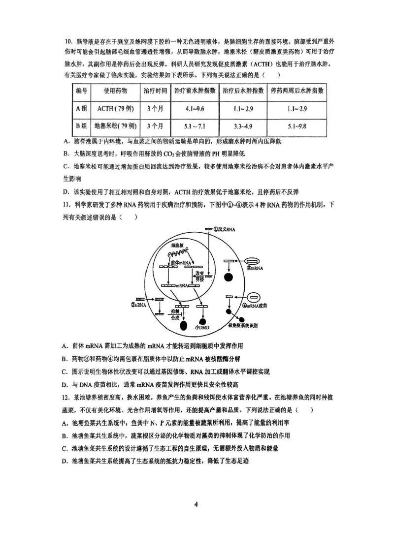 湖南省长沙市雅礼中学2024-2025学年高三上学期入学考试生物试题+答案(1)_8月_240807湖南省长沙市雅礼中学2025届高三上学期入学考试