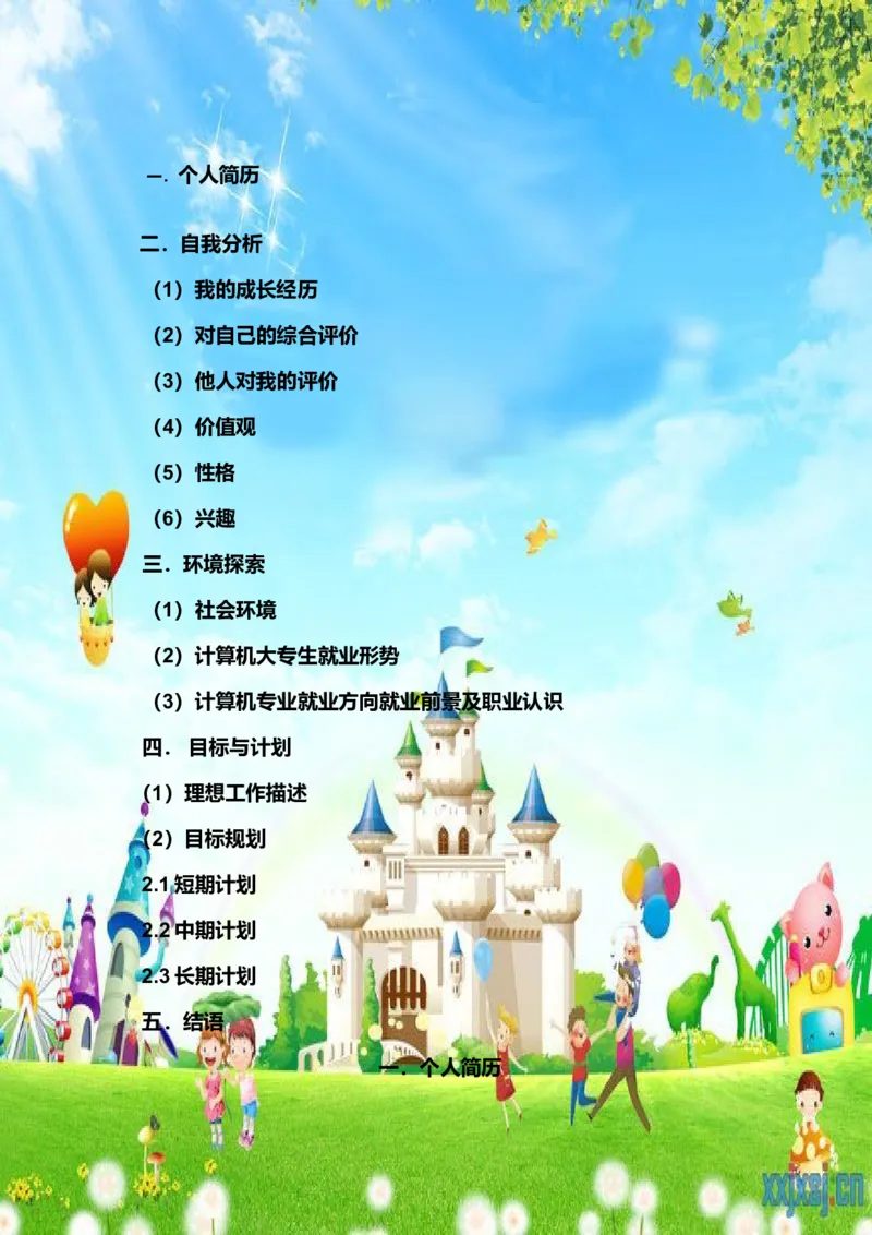 计算机专业大专生职业生涯规划书_E6-职业规划_47IT、软件技术专业