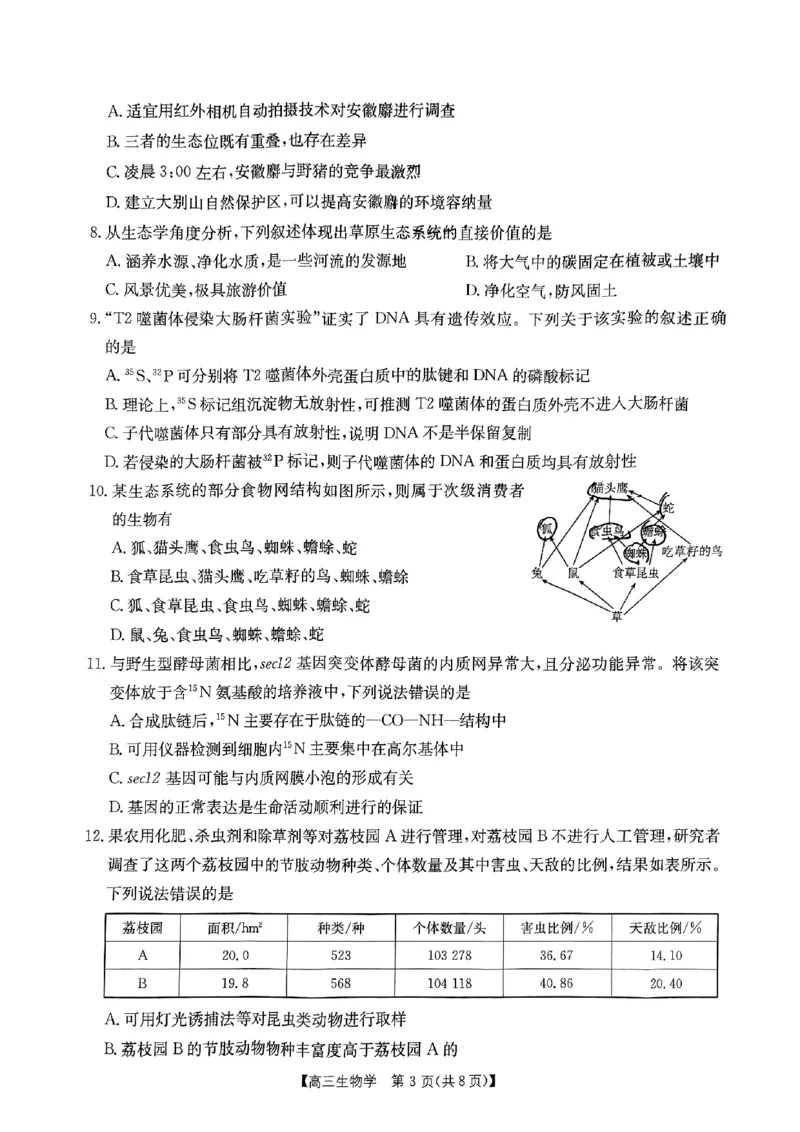 内蒙古自治区金太阳大联考2024-2025学年高三上学期开学生物试题(1)_8月_2408242025届内蒙古金太阳联考高三上学期8月月考