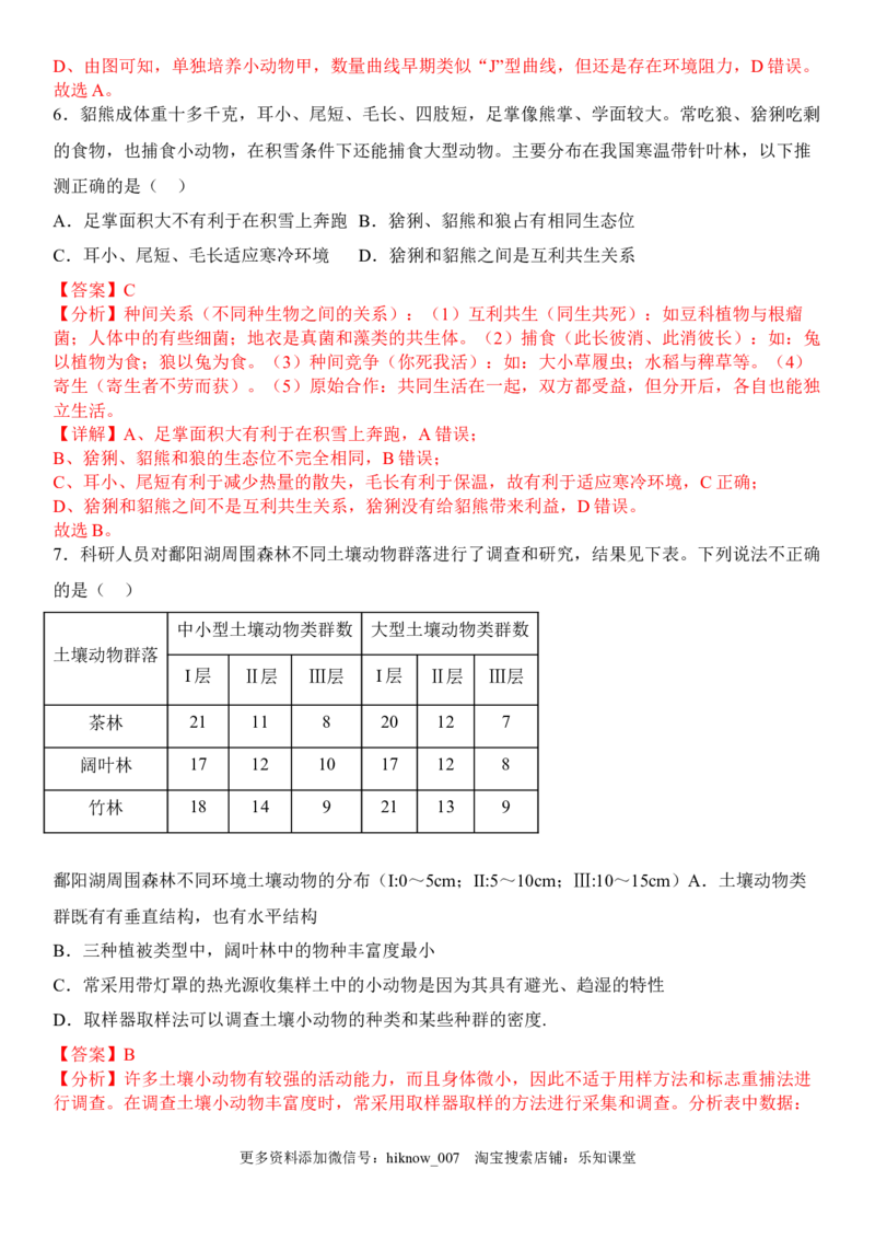 2.1群落的结构（解析版）_E015高中全科试卷_生物试题_选修2_2.同步练习_1.课后培优练2023年_2.1+群落的结构-2022-2023学年高二生物课后培优分级练（人教版2019选择性必修2）