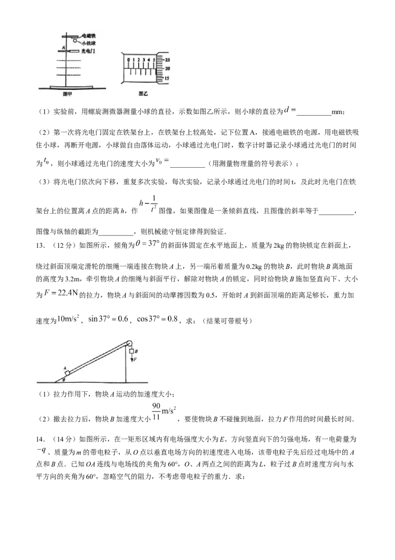 安徽毛坦厂实验中学2025届高三11月期中考试物理+答案_12月_241202安徽毛坦厂实验中学2025届高三11月期中考试