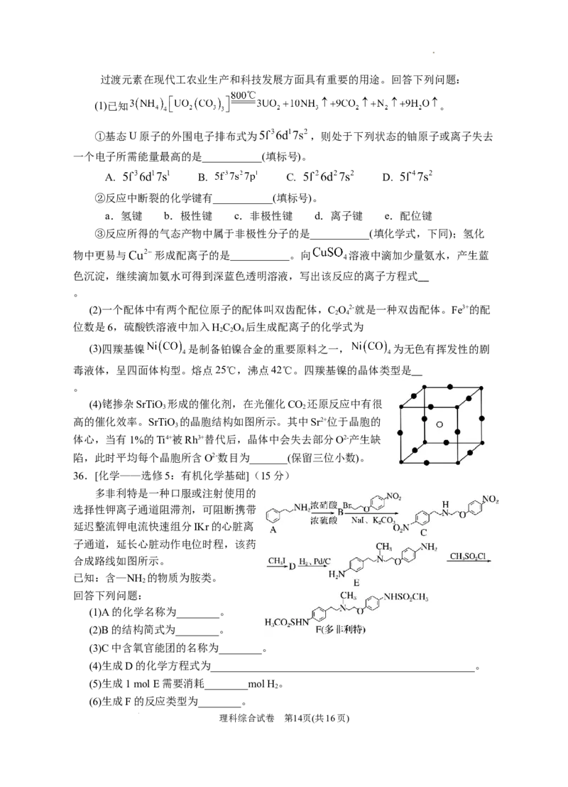 2024届高三第一次模拟理综试卷_2024年3月_013月合集_2024届宁夏银川一中高三下学期第一次模拟考试_宁夏回族自治区银川一中2023-2024学年高三下学期第一次模拟考试理综试题