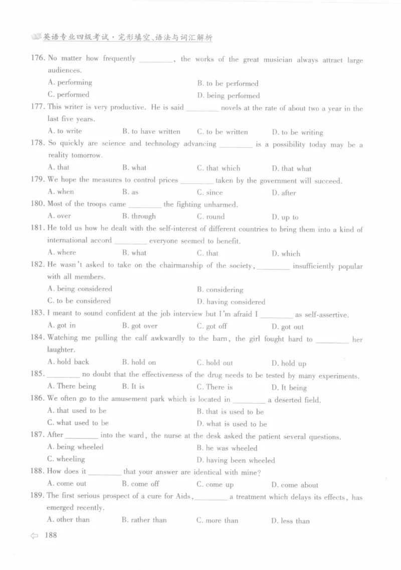 英语专业四级考试完形填空语法_2025专四专八真题及备考资料_2009-2024专四真题+备考资料_2024专四备考资料合辑（电子书）_24专四完形填空_24专四完形填空语法