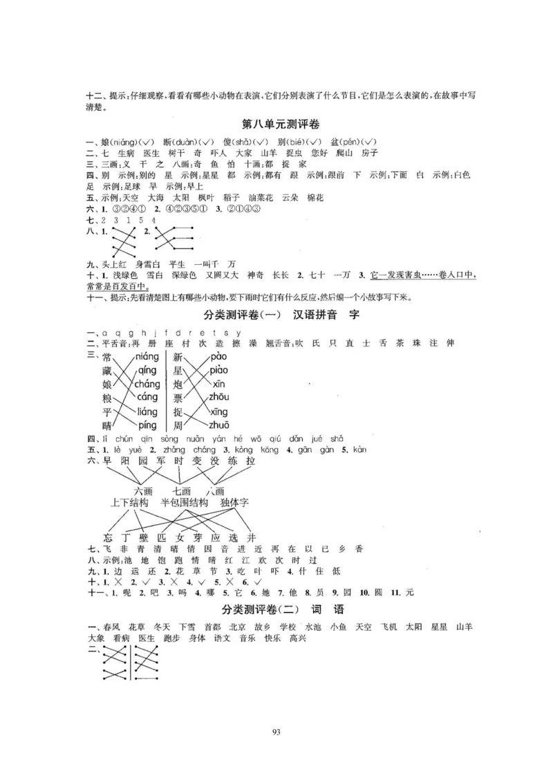 2020年新版人教部编版一年级语文下册(22套)试卷含答案_小学1-6年级全部试卷_语文_一年级_3-6-2、小学一年级语文下册_3-6-2-2、练习题、作业、试题、试卷_人教版